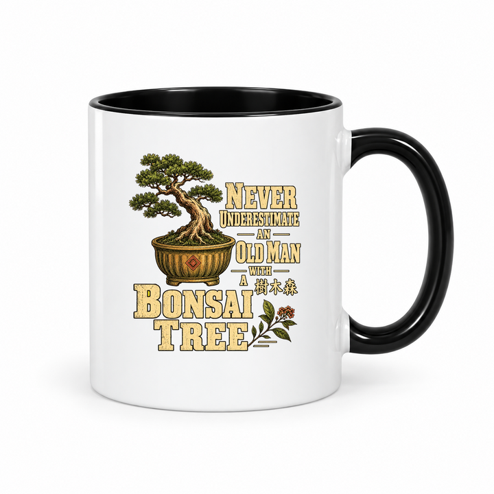 Never Underestimate an Old Man With Bonsai – Accent Mug 11oz