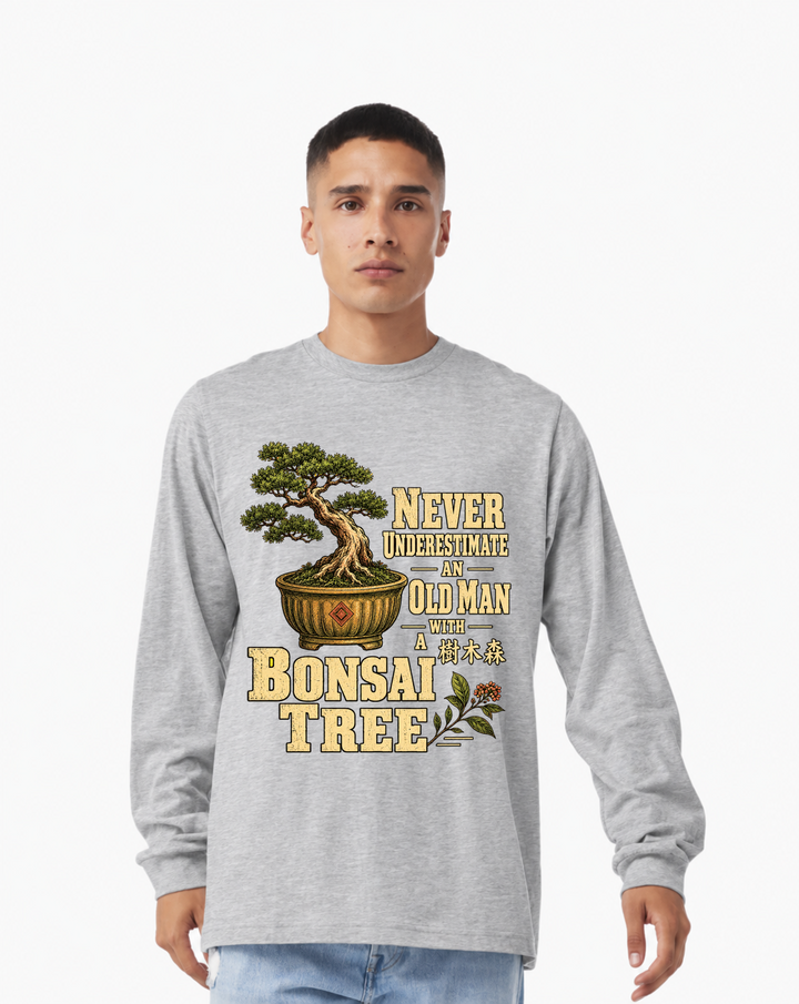 Never Underestimate an Old Man With Bonsai – Bella Canvas 3501 T-Shirt