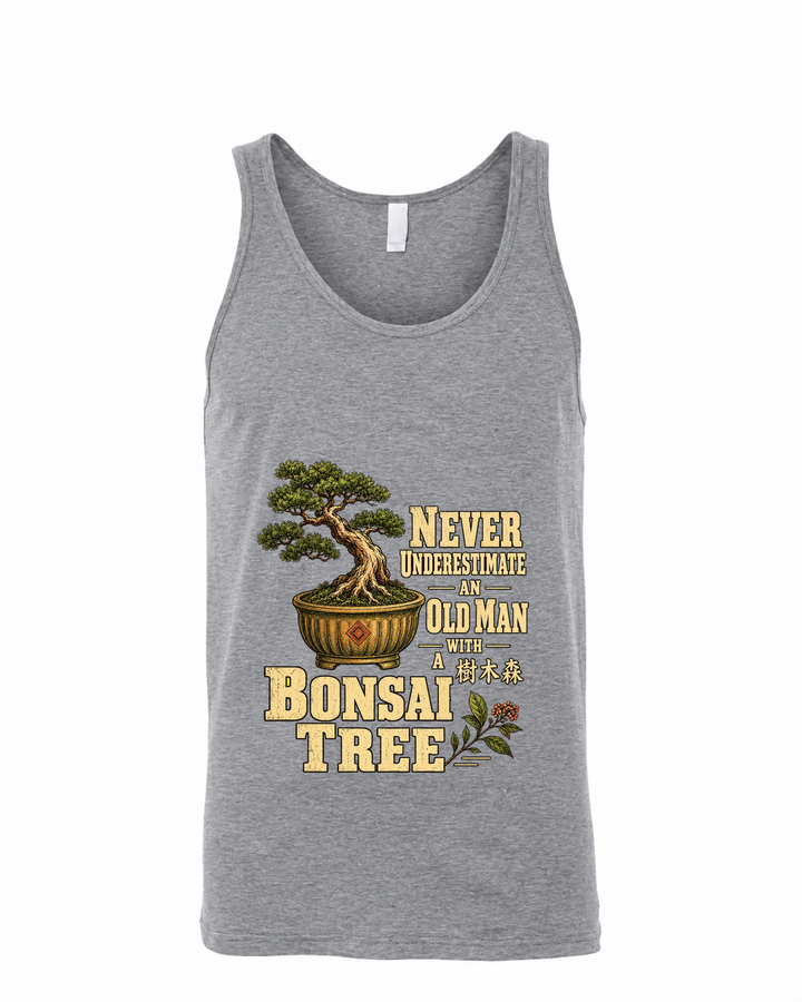 Never Underestimate an Old Man With Bonsai – Bella Canvas 3480 T-Shirt