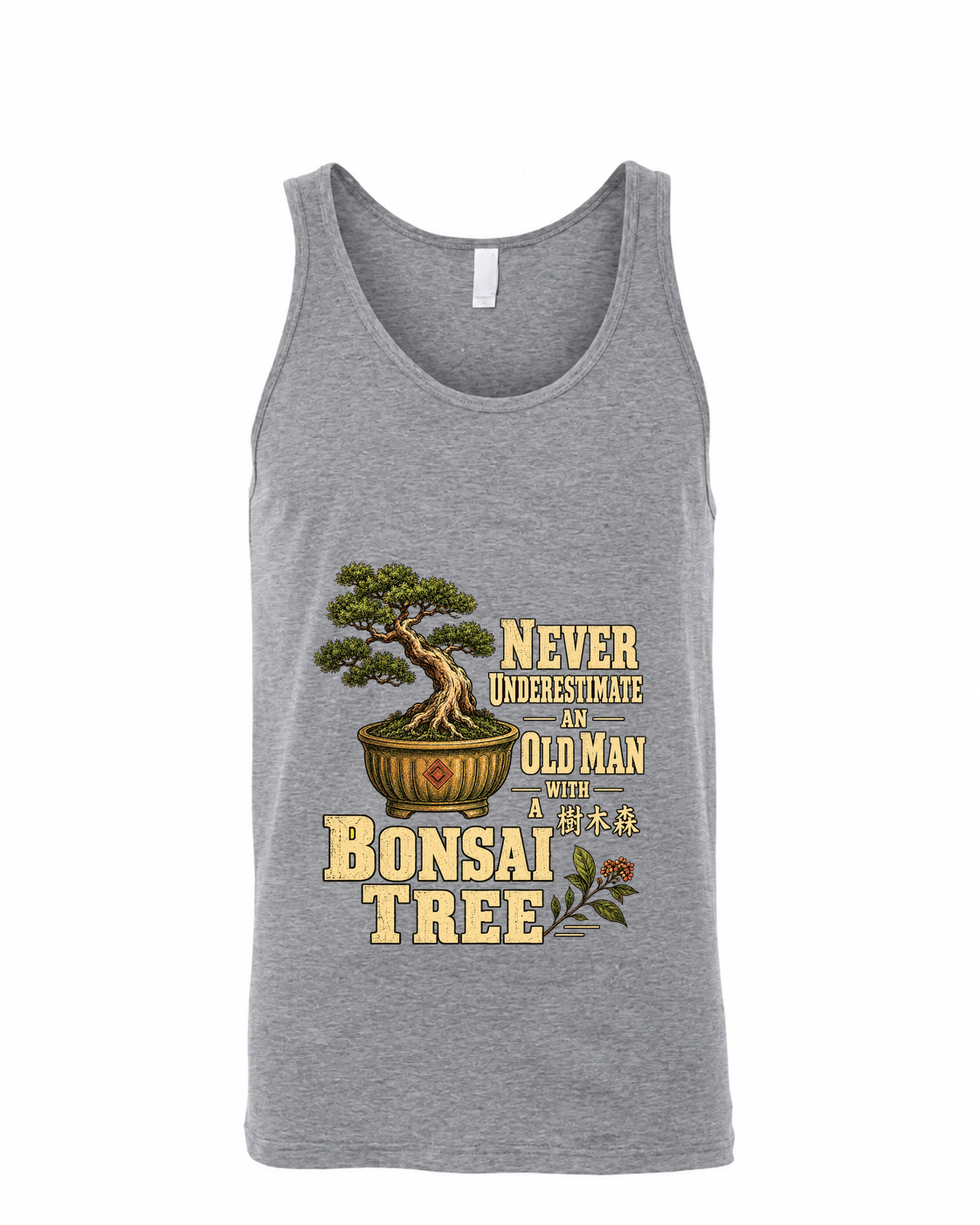 Never Underestimate an Old Man With Bonsai – Bella Canvas 3480 T-Shirt